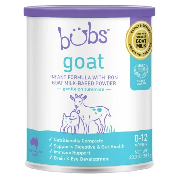 Bubs Goat Milk Powder Baby Formula with Iron for 0 to 12 Months, 20 oz Canister