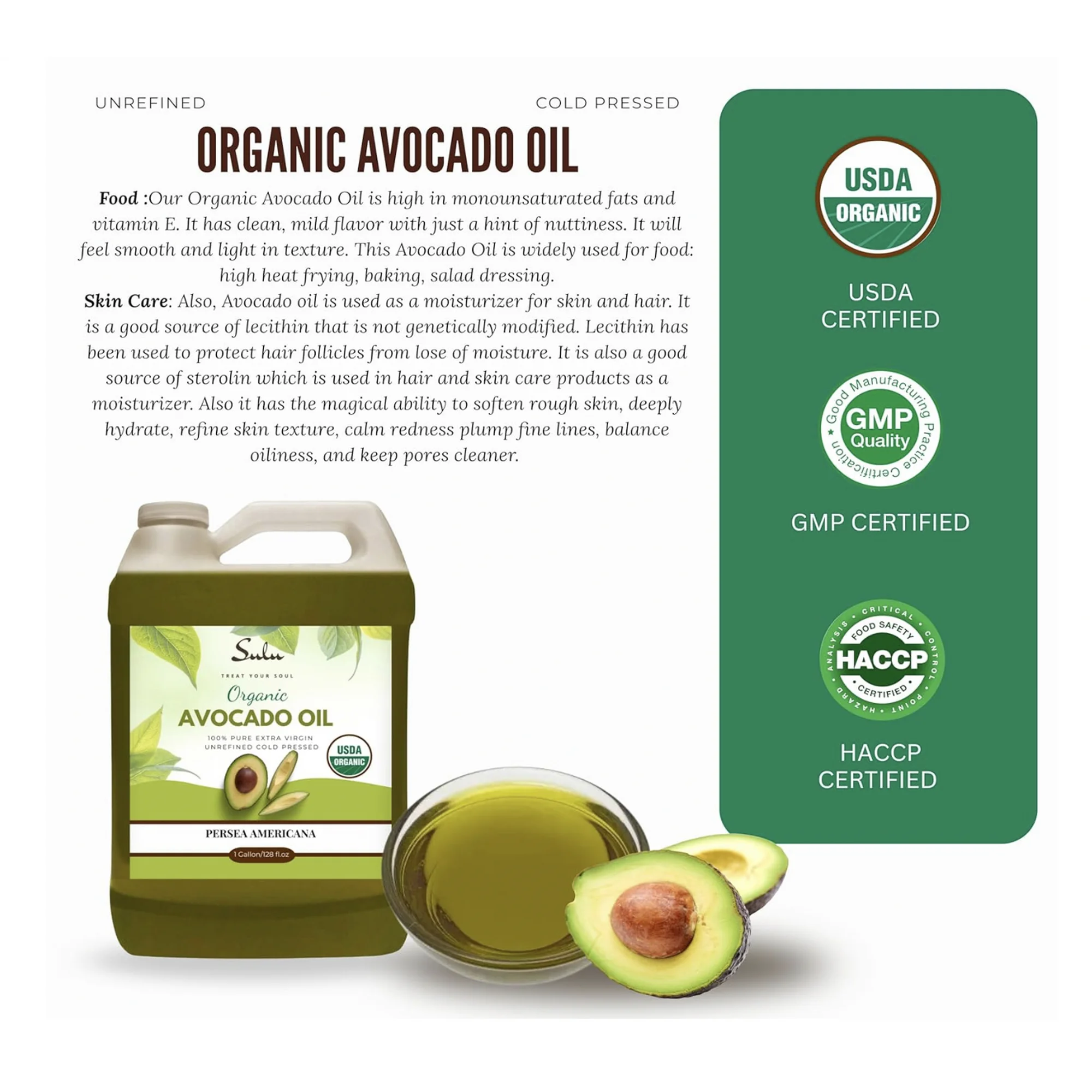 1 GALLON Unrefined Organic Extra Virgin Cold Pressed Fresh Avocado Oil 100% pure high quality oil - Image 4