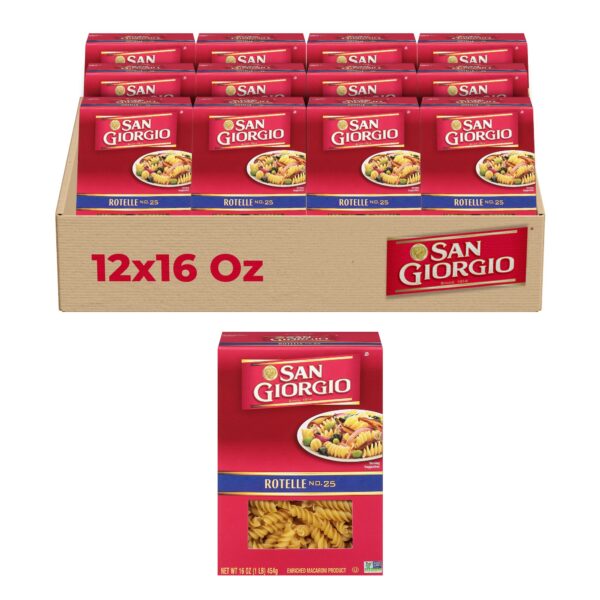 San Giorgio Rotelle Pasta, 12-Pack (16 oz Each) – Classic Wheel-Shaped Pasta for Fun & Flavorful Dishes